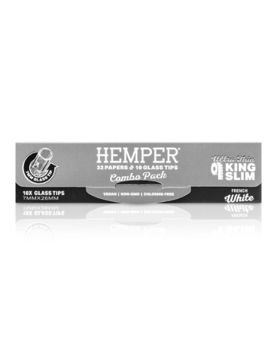 Hemper King Size Papers + Glass Tips 7mm | White Rolling Papers image 2