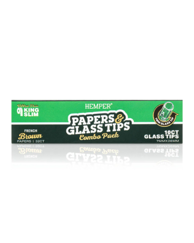 Hemper King Size Papers + Glass Tips 7mm | Brown Rolling Papers image 1