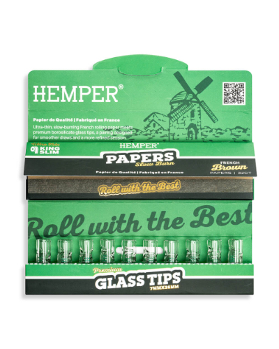 Hemper King Size Papers + Glass Tips 7mm | Brown Rolling Papers image 3